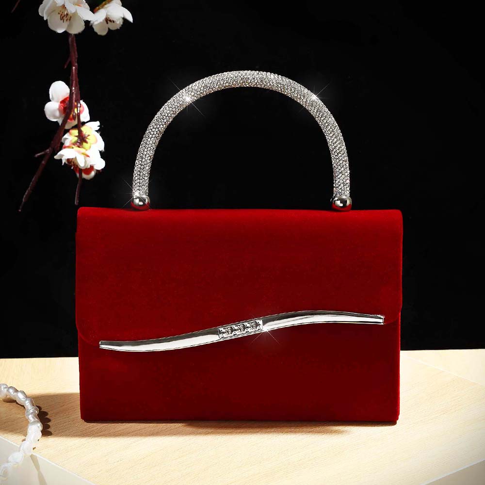 New wine red velvet diamond-en - Women Bags On Sale recension och pris