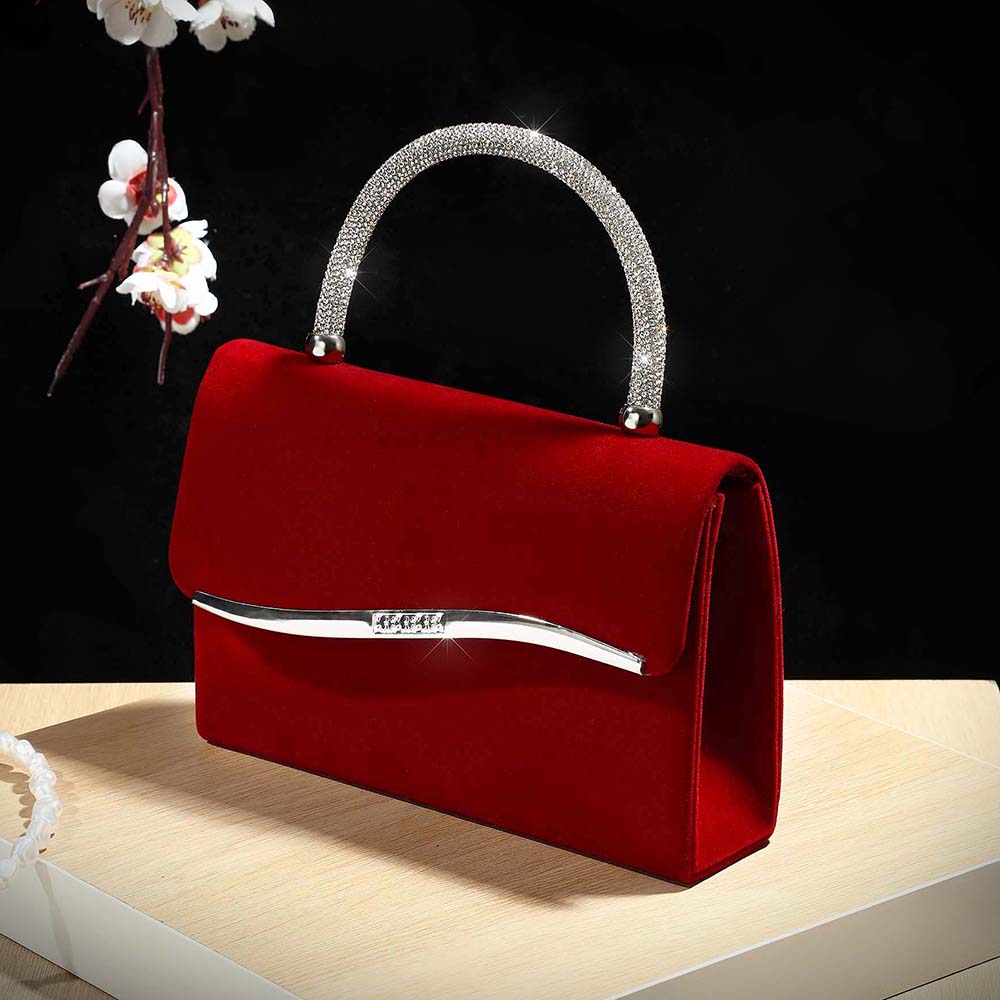 New wine red velvet diamond-en - Women Bags On Sale recension och pris